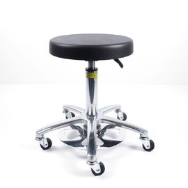 เก้าอี้ป้องกันไฟฟ้าสถิตย์สีดำพร้อมฐานอลูมิเนียม 5 ขาโดยความสูงที่นั่งของเก้าอี้