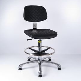 ประเทศจีน เก้าอี้ทำงานอลูมิเนียมฐานอุตสาหกรรมโพลียูรีเทน ESD สีดำสำหรับโต๊ะทำงานสูง โรงงาน