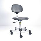 โพลียูรีเธนสีดำเก้าอี้ห้องคลีนรูม ESD หมุนได้ 360 องศาหมุนเก้าอี้บาร์ปรับระดับได้ ผู้ผลิต