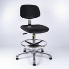 เก้าอี้ทำงานอลูมิเนียมฐานอุตสาหกรรมโพลียูรีเทน ESD สีดำสำหรับโต๊ะทำงานสูง ผู้ผลิต