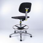 เก้าอี้ทำงานอลูมิเนียมฐานอุตสาหกรรมโพลียูรีเทน ESD สีดำสำหรับโต๊ะทำงานสูง ผู้ผลิต
